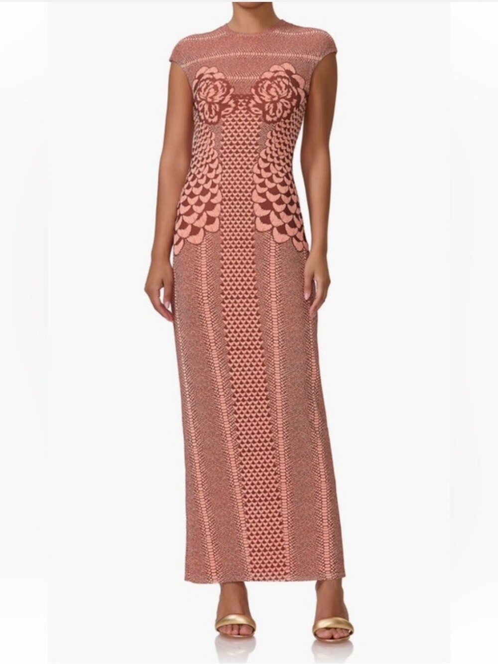 AFRM Pink Patterned Maxi Knit Dress